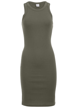 Flexrib Mini Dress - Olive - thumbnail-3