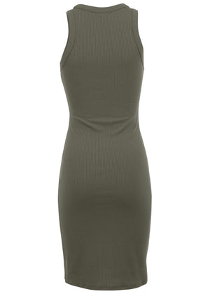 Flexrib Mini Dress - Olive - thumbnail-4