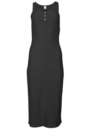 Robe midi Henley - Noir - thumbnail-3