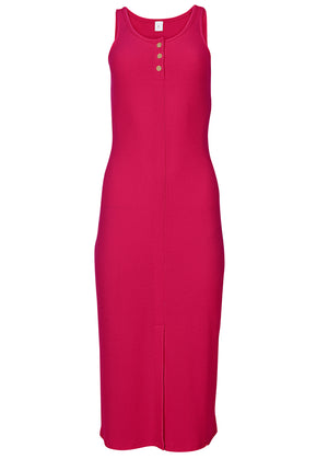 Henley Midi Dress - Dark Pink - thumbnail-3