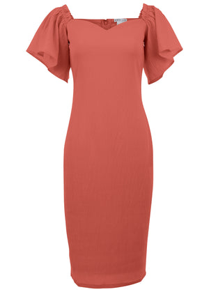 Fluted Satin Midi Dress - Burnt Orange - thumbnail-2