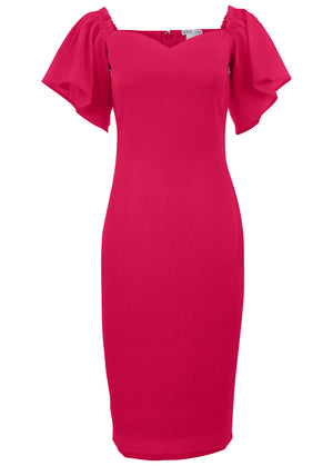 Fluted Satin Midi Dress - Dark Pink - thumbnail-3