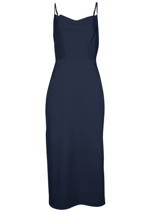 Cowl neck slip dress - Navy - thumbnail-5