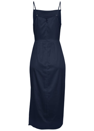 Cowl neck slip dress - Navy - thumbnail-4