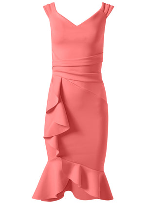 Ruffle Detail Dress - Coral - thumbnail-4