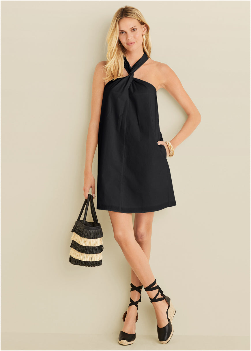 Twist halter dress - Black