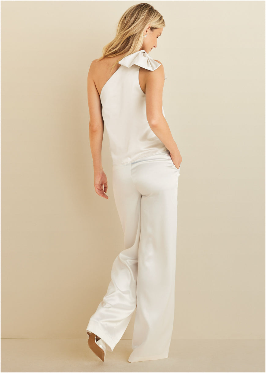 Bow Detail One-Shoulder Top - Off White