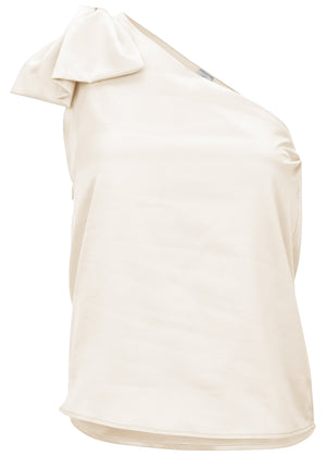 Bow Detail One-Shoulder Top - Off White - thumbnail-5