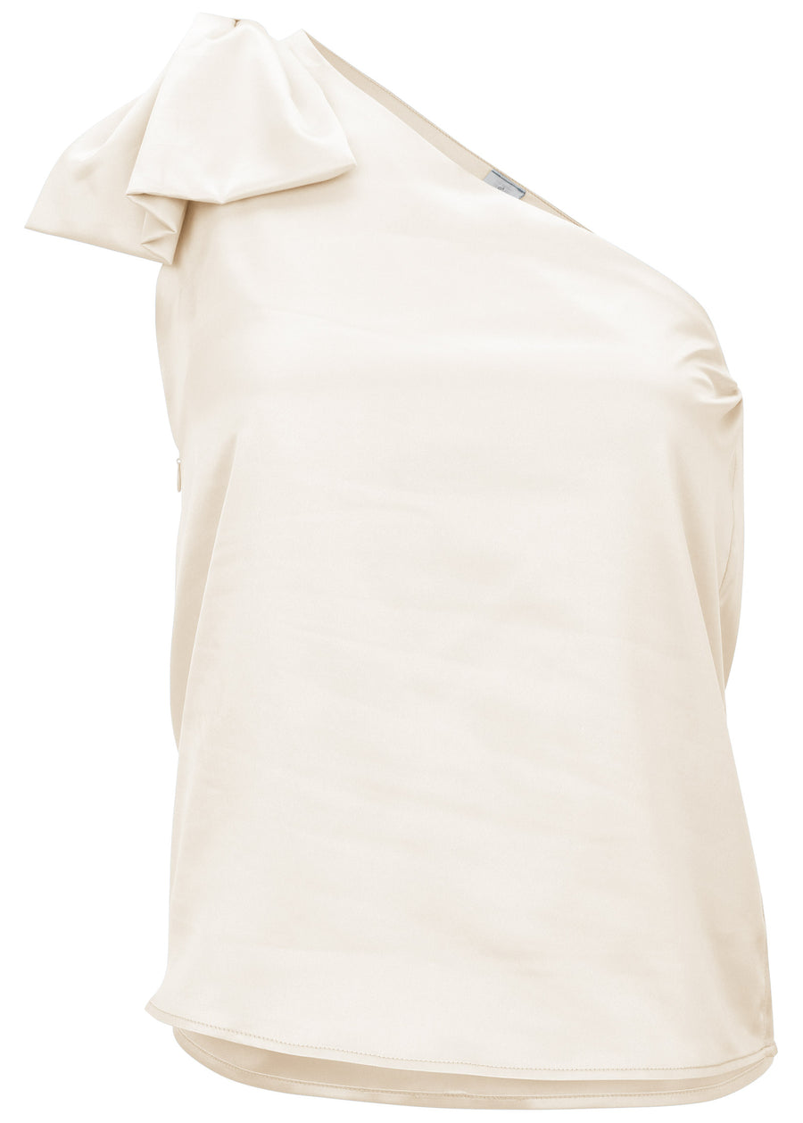 Bow Detail One-Shoulder Top - Off White