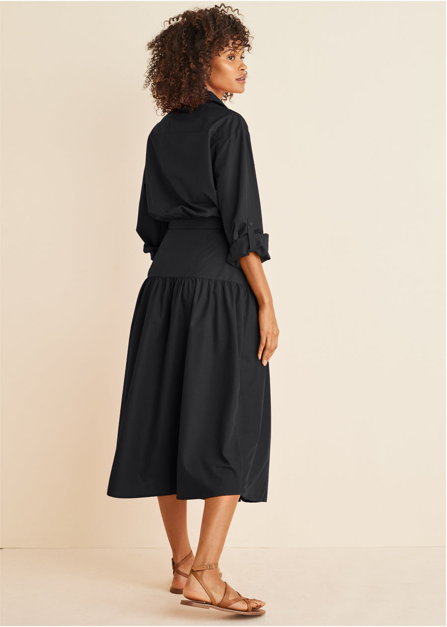 Robe midi à col - Noir