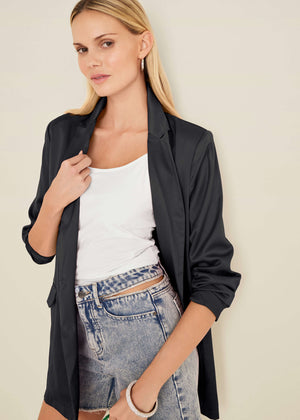 Double Breasted Blazer - Black - thumbnail-1