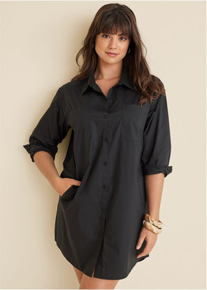 Shirt Dress - Black - thumbnail-6