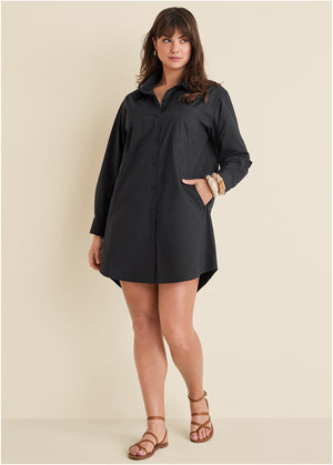 Shirt Dress - Black - thumbnail-8