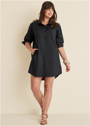 Shirt Dress - Black - thumbnail-9