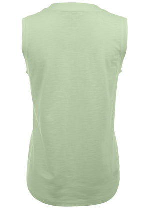 V-Neck Shirred Tank - Mint - thumbnail-5