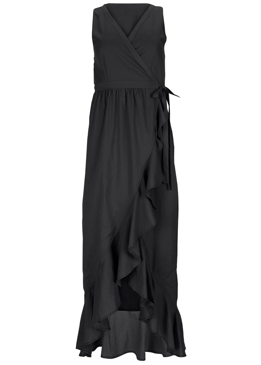 High-low wrap dress - Black