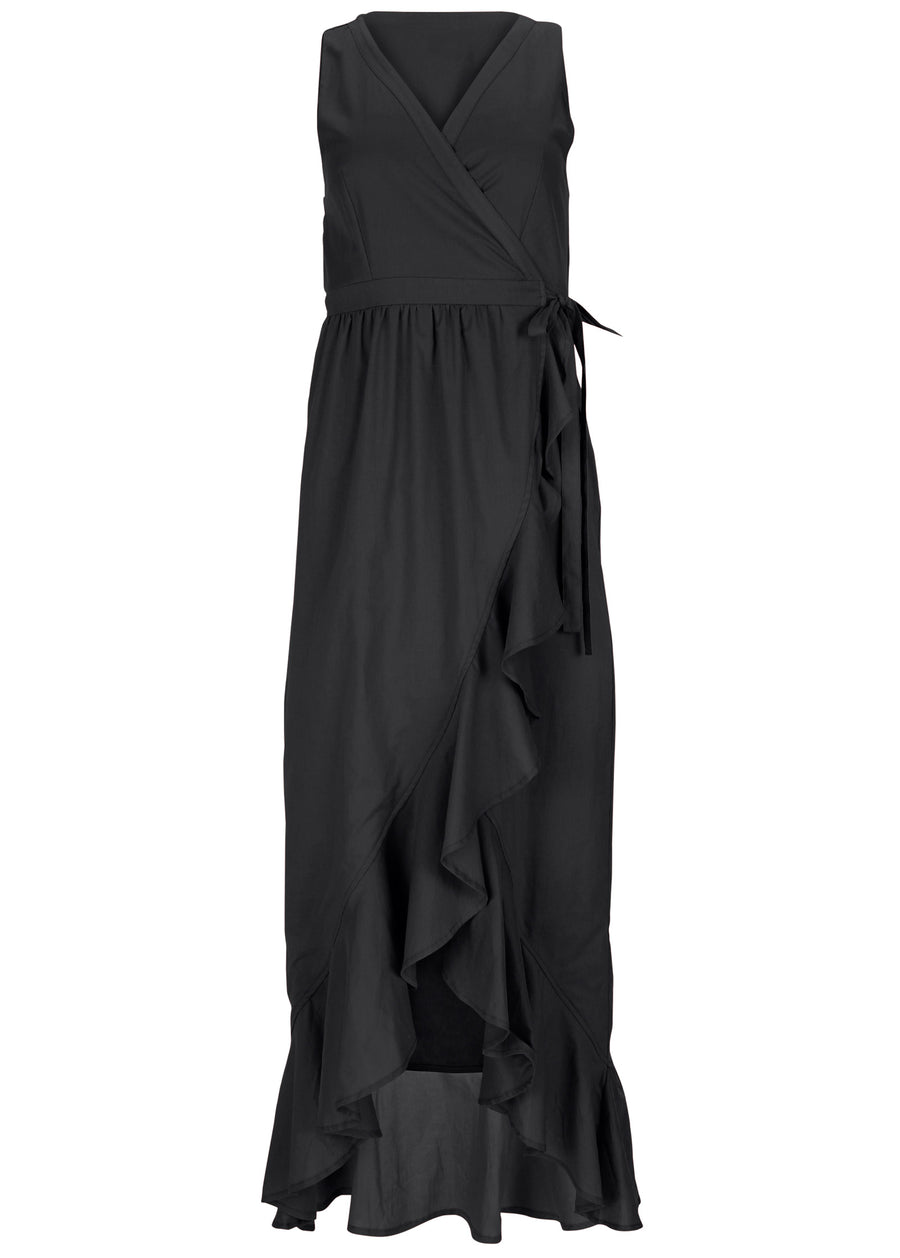 High-low wrap dress - Black