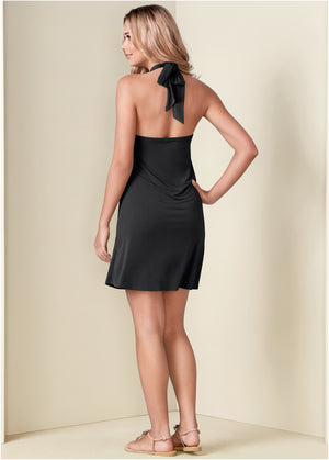 Halter Tie Dress - Black - thumbnail-2