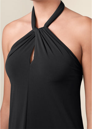 Halter Tie Dress - Black - thumbnail-3