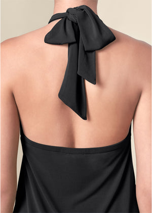 Halter Tie Dress - Black - thumbnail-4