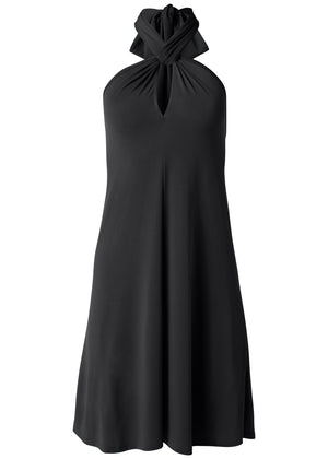 Halter Tie Dress - Black - thumbnail-5