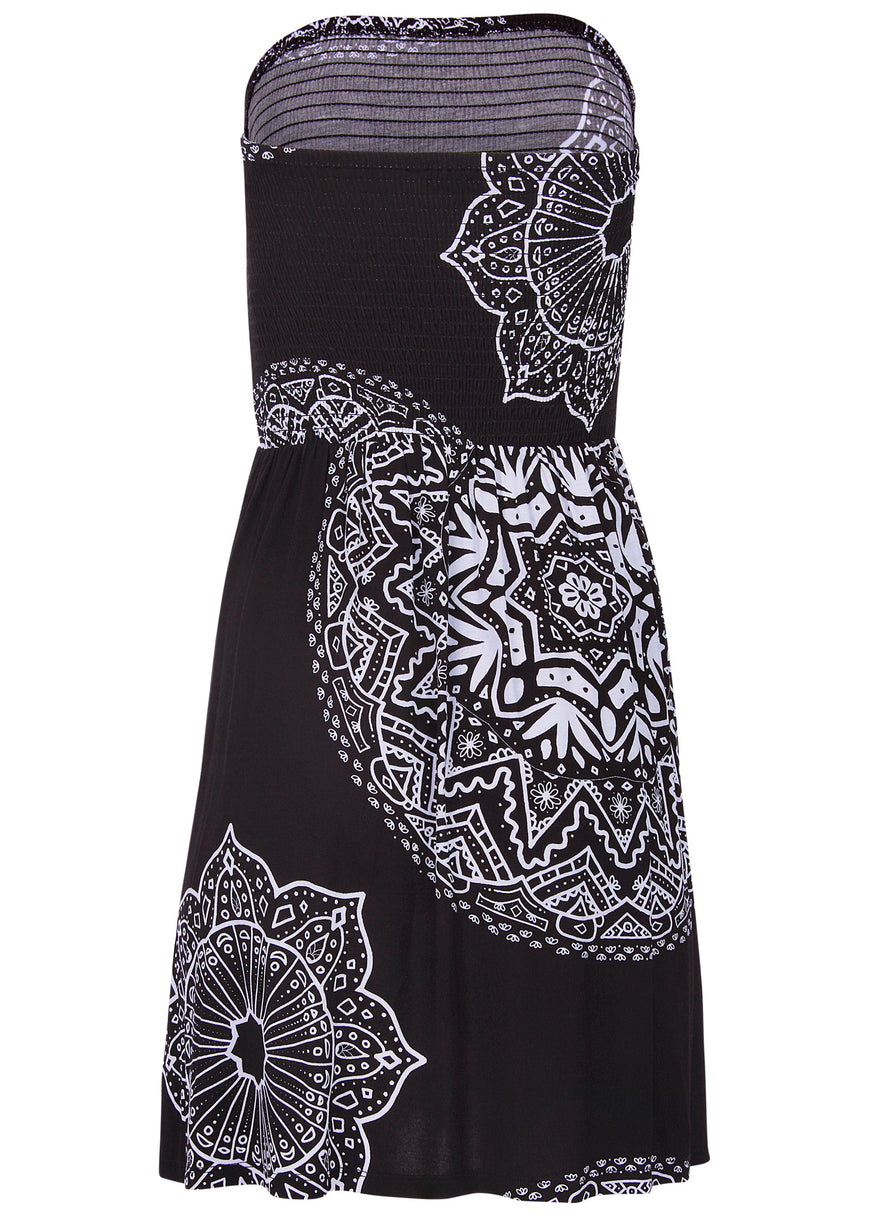 Convertible Coverup Dress - Ornate Medallion Black