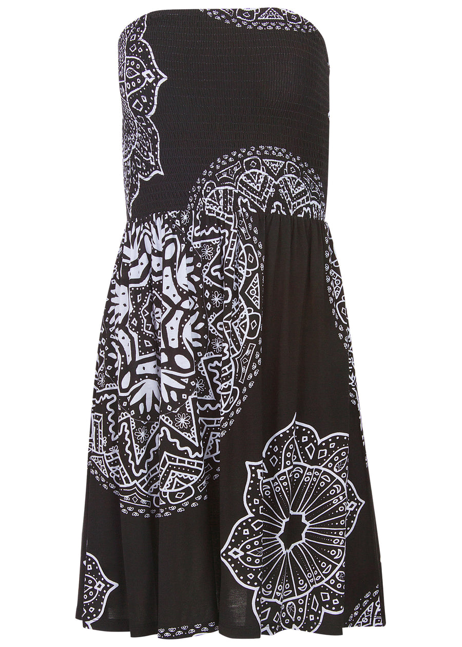 Convertible Coverup Dress - Ornate Medallion Black