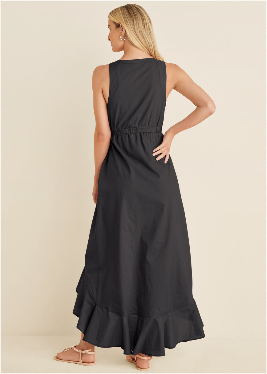 High-low wrap dress - Black