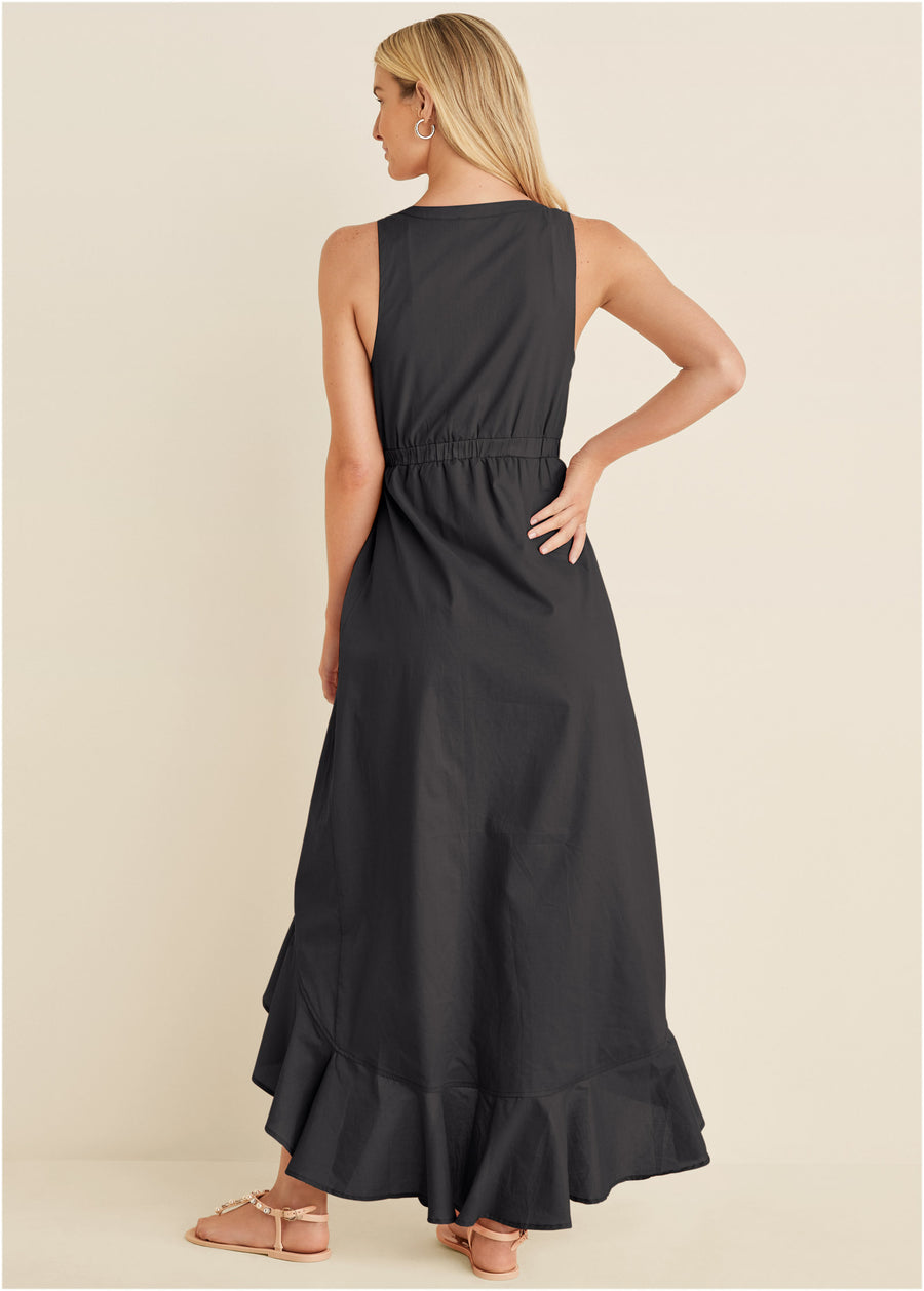 Robe portefeuille haute-basse - Noir