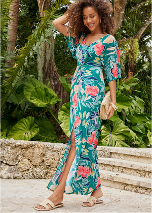 Robe longue torsadée sur le devant - Paradise Floral - thumbnail-5