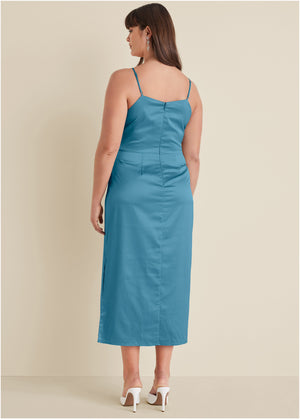 Cowl Neck Slip Dress - Blue - thumbnail-8