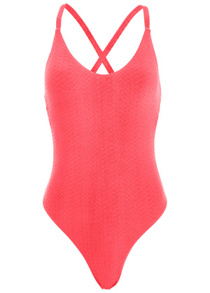 High-Leg One-Piece - Ocean Coral - thumbnail-3