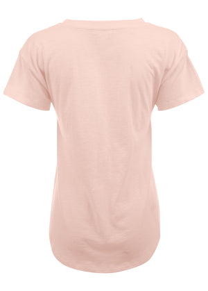 Cotton Slub V-Neck Tee - Blush - thumbnail-3