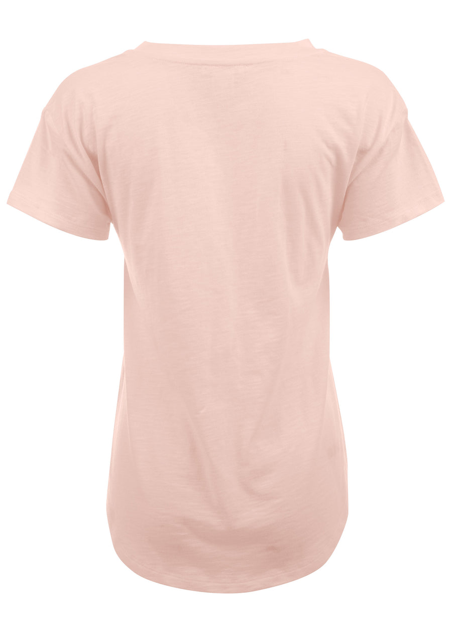 Cotton Slub V-Neck Tee - Blush