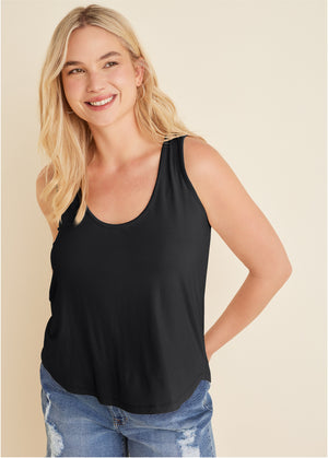 Scoop Neck Tank - Black - thumbnail-4