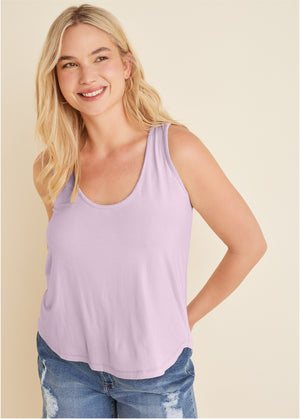 Scoop Neck Tank - Lilac - thumbnail-3