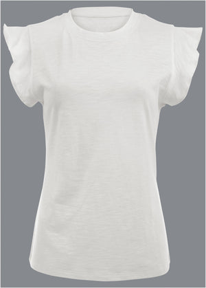 Ruffle Sleeve Tee - Off White - thumbnail-2