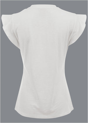 Ruffle Sleeve Tee - Off White - thumbnail-3