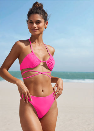 Ibiza triangle bikini top - Hot Pink - thumbnail-1