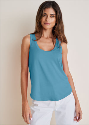 Scoop neck tank - Blue - thumbnail-1