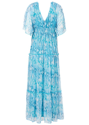 Flutter sleeve maxi dress - Water Snake - thumbnail-4