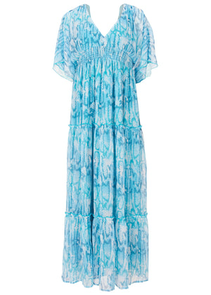 Flutter sleeve maxi dress - Water Snake - thumbnail-3