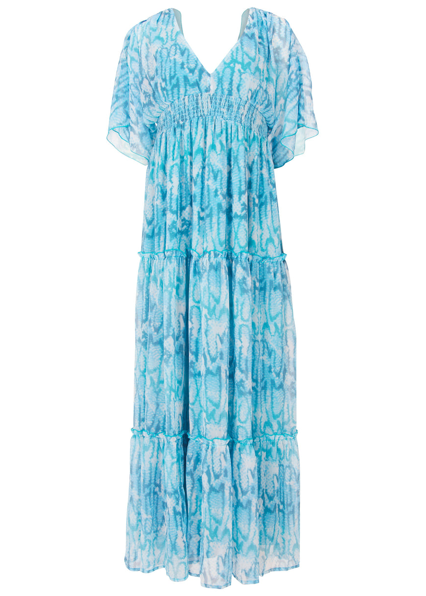 Flutter sleeve maxi dress - Water Snake