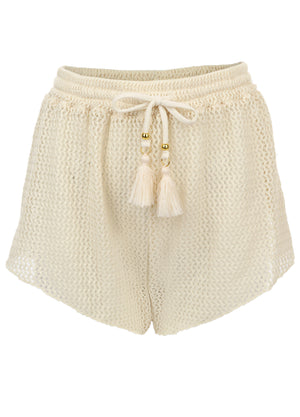 Crochet Cover-Up Shorts - Cream - thumbnail-4