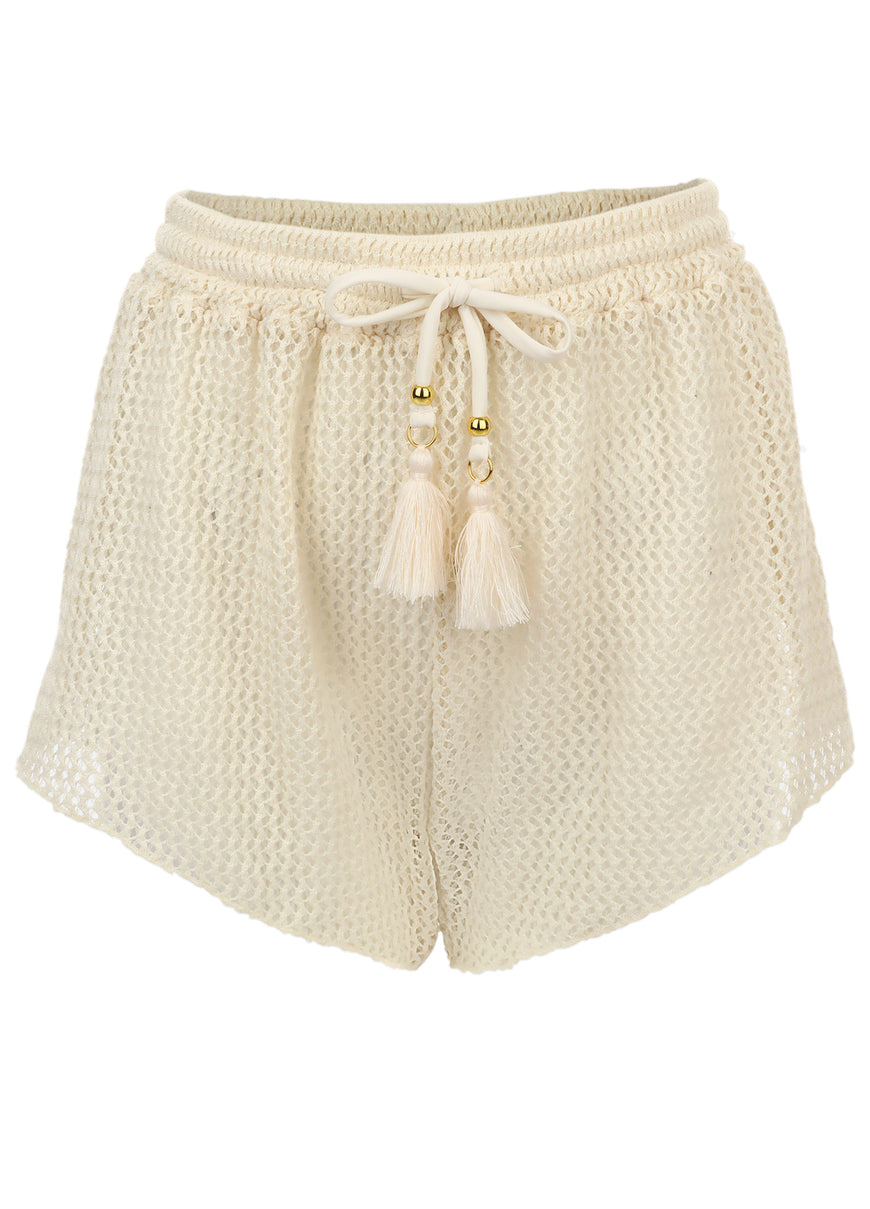 Short cache-maillot au crochet - Crème