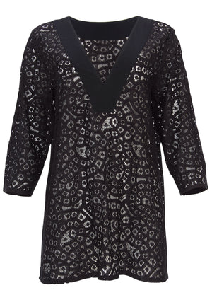 Lace Tunic Cover-Up - Black - thumbnail-3