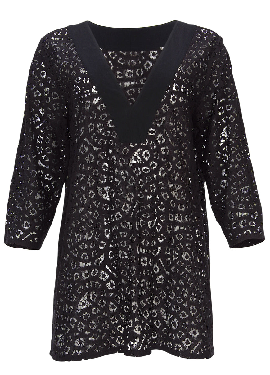 Lace Tunic Cover-Up - Black