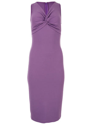 Twist Front Midi Dress - Purple - thumbnail-3