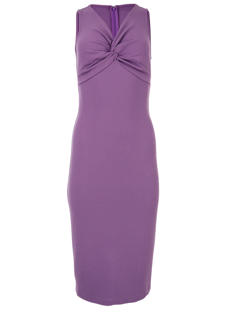 Twist Front Midi Dress - Purple