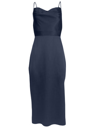 Cowl neck slip dress - Navy - thumbnail-3